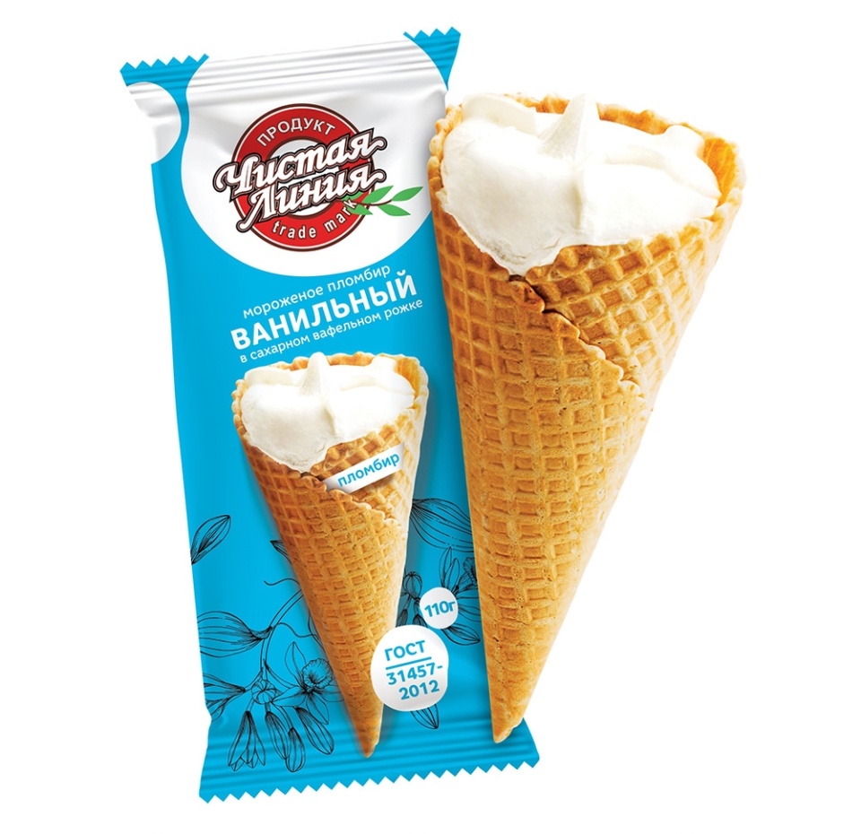 

Мороженое-рожок Чистая Линия пломбир ванильный 110 г