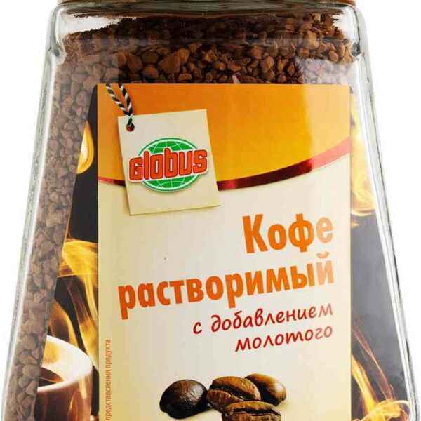 Кофе растворимый с добавлением молотого Глобус крепкий