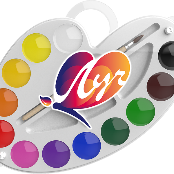 Акварель Луч Палитра 12 цветов с кистью,фигурная