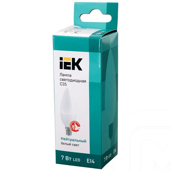 Лампа светодиодная iEK свеча 7Вт Е14 холодный свет