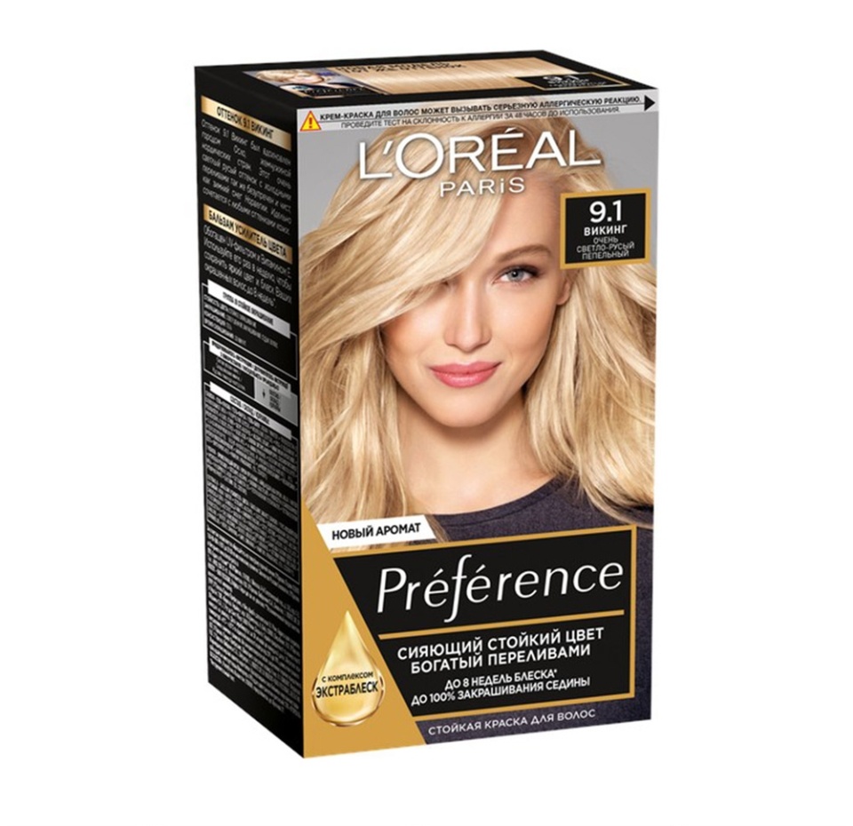 

Краска L’Oreal Preference 9.1 Викинг Очень светло-русый пепельный 174 мл