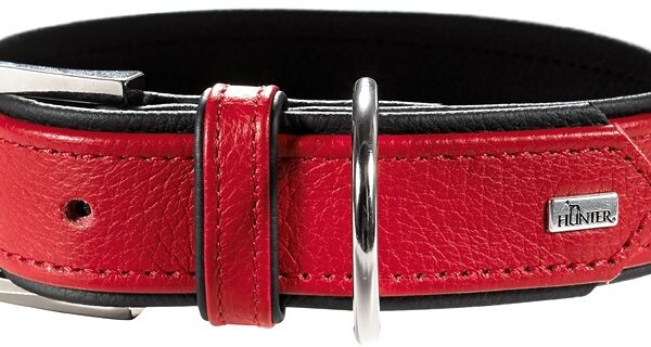 Hunter ошейник кожаный Capri 33 - 39 см., Красный