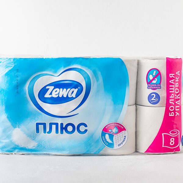 Туалетная бумага Zewa Плюс белая, 2 слоя, 8 рулонов