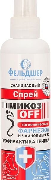 Спрей для ног Фельдшер МикозOFF гигиенический салициловый фарнезол и чайное дерево 190мл