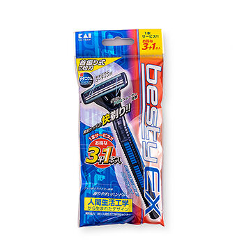 Станок бритвенный мужской одноразовый Besty Ex 3 с плавающей головкой с двойным лезвием, Kai, 3+1 шт., Япония