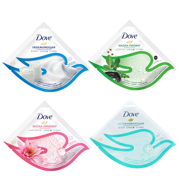 Маска для лица тканевая dove, в ассортименте
