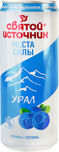 

Вода питьевая СВЯТОЙ ИСТОЧНИК Места силы Урал с ароматом ирги, голубики и экстрактом черники газированный, 0.33л