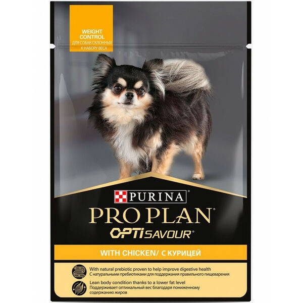 Purina Pro plan Влажный корм для взрослых собак мелких и карликовых пород, склонных к набору веса, с курицей в соусе 85 г