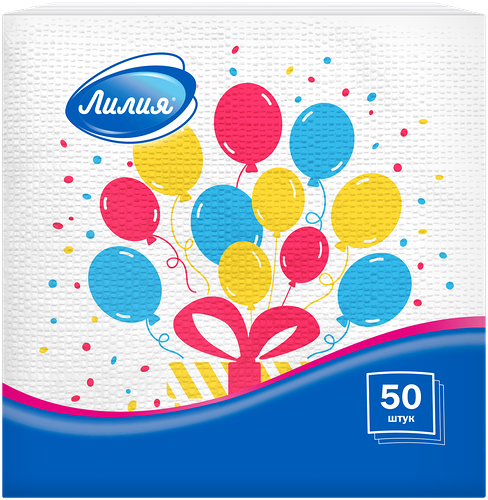 Салфетки бумажные ЛИЛИЯ 24х24 с рисунком, 1-слой, 50листов
