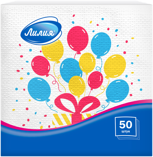 

Салфетки бумажные Лилия 24х24 см с рисунком, 1 слой, 50 листов, в ассортименте