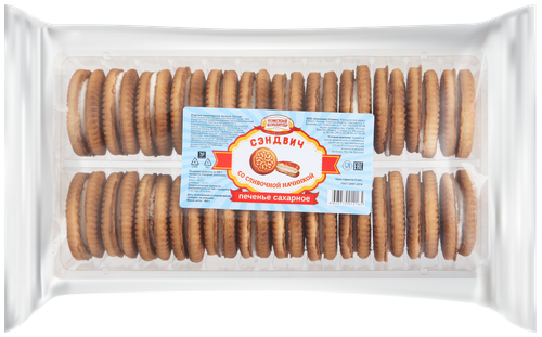 

Печенье сахарное Томский кондитер Принцип домино Сэндвич со сливочной начинкой 400 г