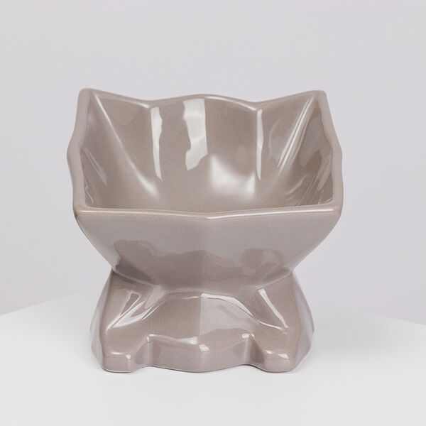 Миска керамическая для кошек и собак Кошечка, 160 мл, 13х11 см, серая