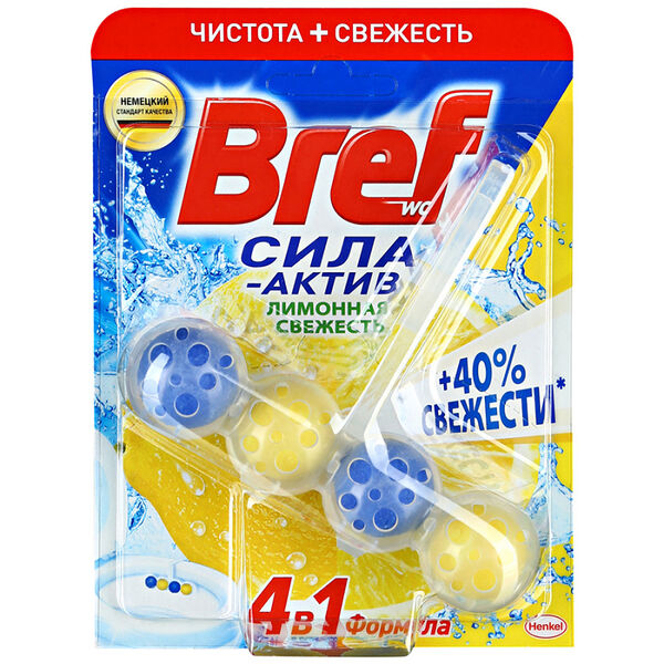Туалетный блок Bref 4 в 1 Сила-Актив Лимон