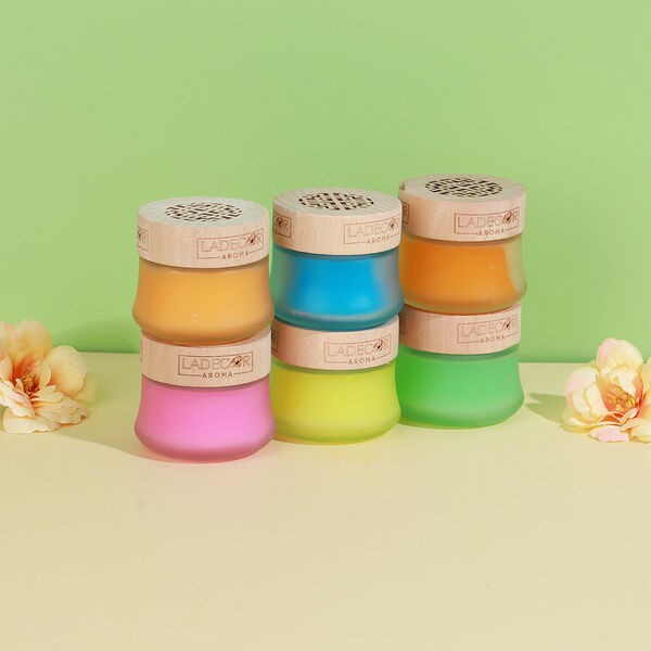 LADECОR Ароматизатор для дома и авто,гелевый с блеском,60г.,океан,лимон,османтус,жасмин,одеколон, в ассортименте