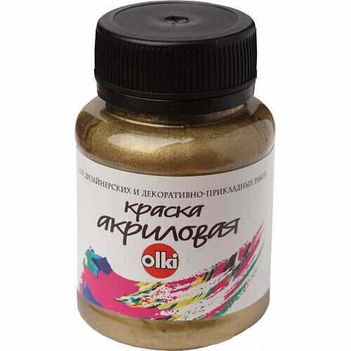2674 Краска акриловая дизайн 'Металлик' золотая светлая, 100мл, Olki