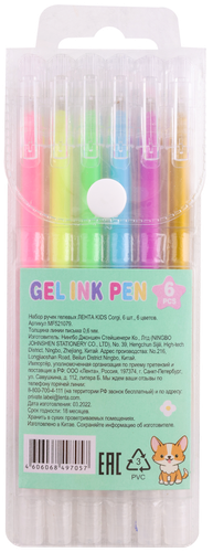 

Набор гелевых ручек ЛЕНТА KIDS Corgi, 6 цветов, 6шт