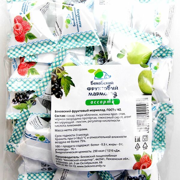Мармелад фруктовый ассорти ТМ Бековский пищекомбинат