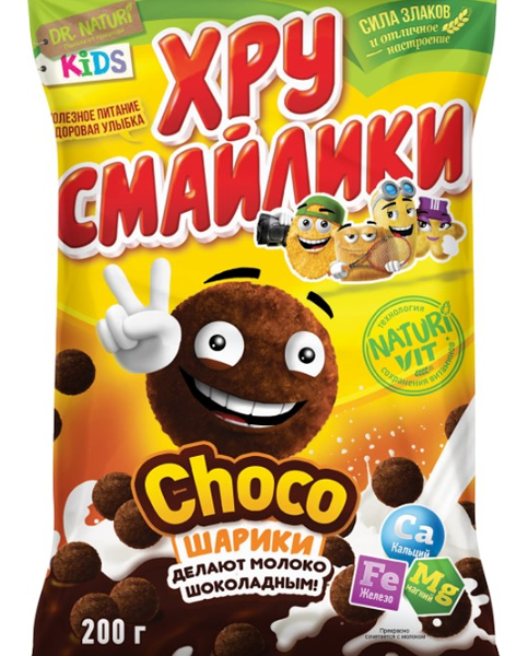 Сухой завтрак Dr. Naturi Хрусмайлики шарики шоколадные