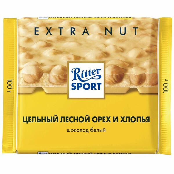 Шоколад белый Ritter Sport Цельный лесной орех и хлопья, 100г