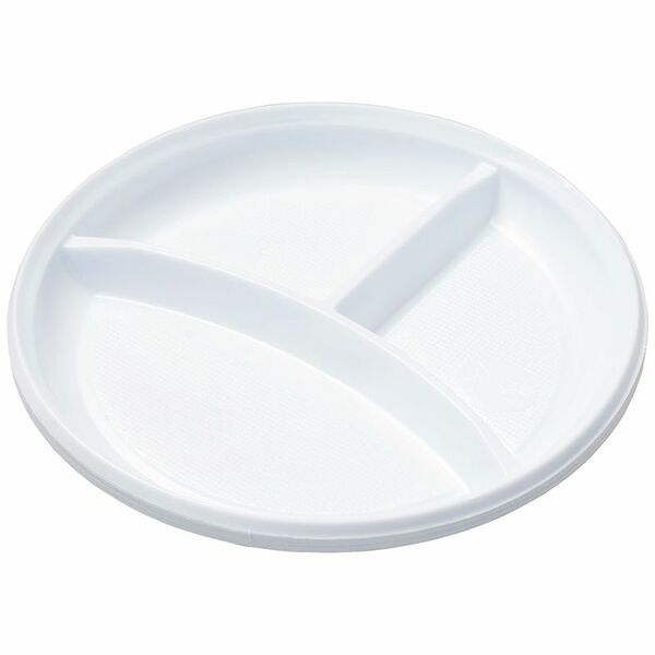 Тарелки одноразовые белые трехсекционные 20.5см Пр!ст, 12шт