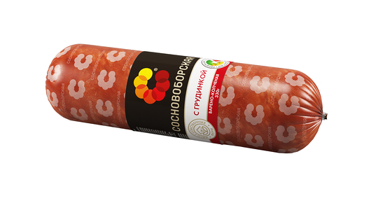 Колбаса варёно-копчёная Сосновоборская с грудинкой 300г