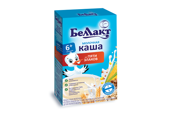 Каша молочная Беллакт 5 злаков с 6 месяцев 