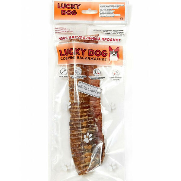 Натуральное лакомство для собак Lucky dog трахея говяжья 24 см