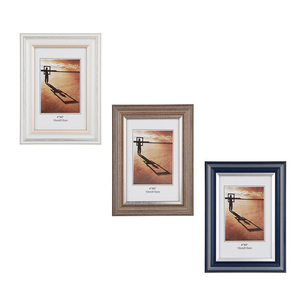 Фоторамка, 10х15 см, пластик, 3 дизайна, ассортимент