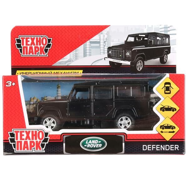 Машина металл LAND ROVER DEFENDER длина 12 см, двери, багаж, черный, коробка