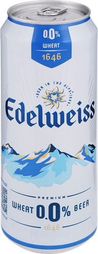 

Напиток пивной Edelweiss пшеничное 0.0 нефильтрованный осветлен. безалкогольный ж/б, 430 мл