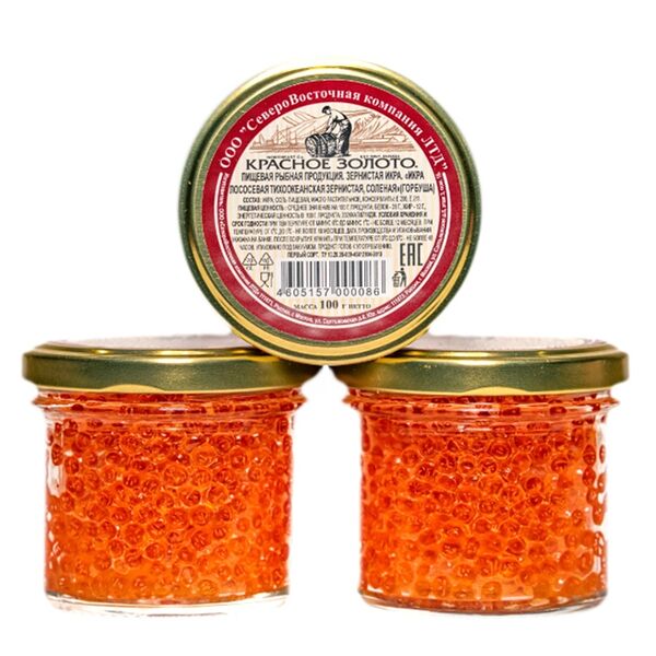 Икра лососевая зернистая Красное золото Горбуша 100г, Россия