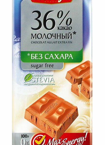 Шоколад молочный Победа вкуса Max Energy без сахара 36 % какао