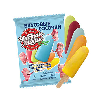 Фруктовый лед Чистая Линия Вкусовые сосочки с натуральным соком, 5 шт.