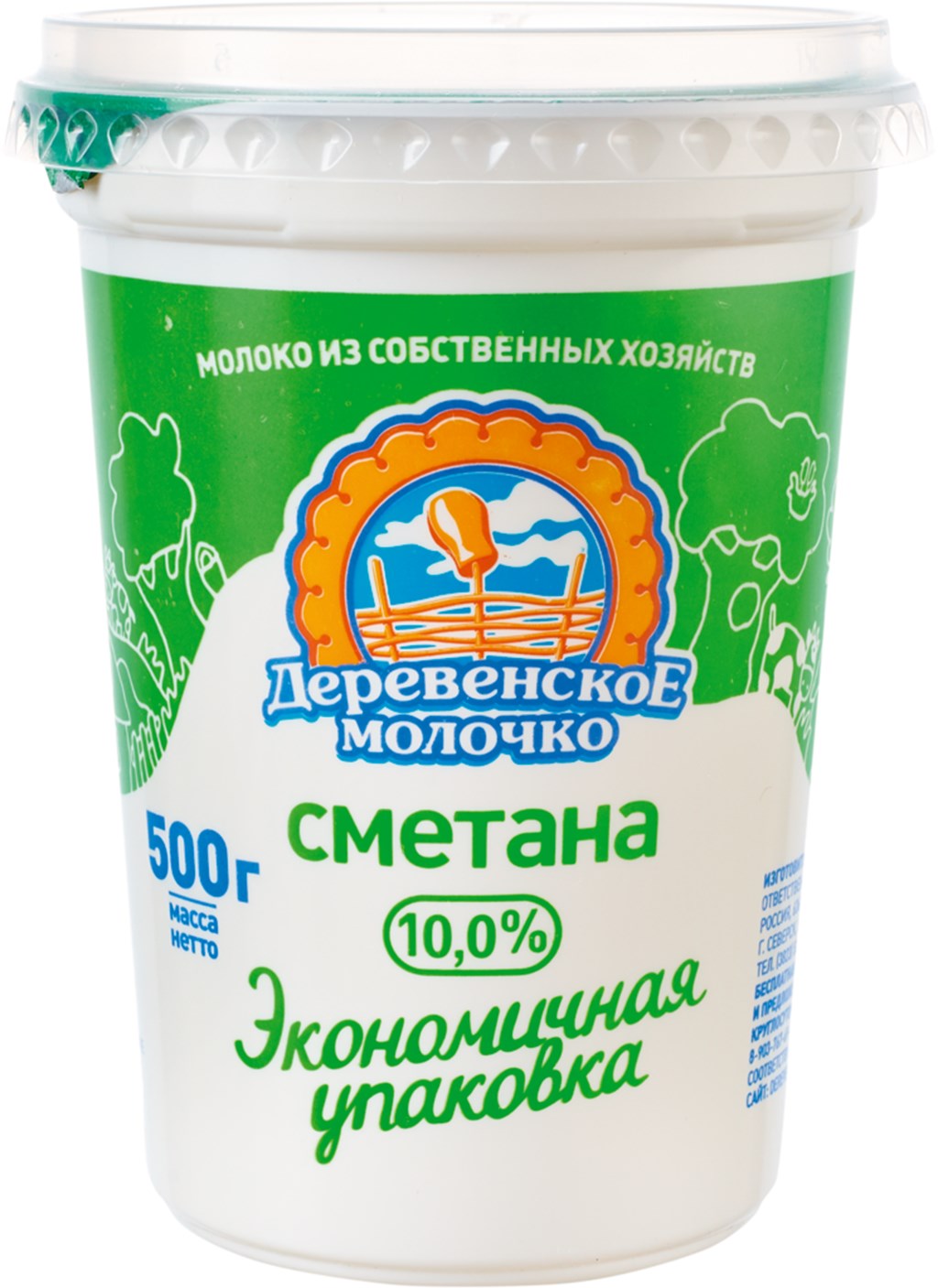 

Деревенское молочко Сметана 10% 500 г