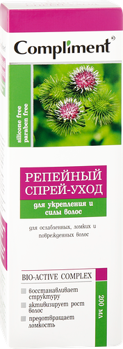 Спрей для волос COMPLIMENT Репейный для укрепления и силы волос, 200мл
