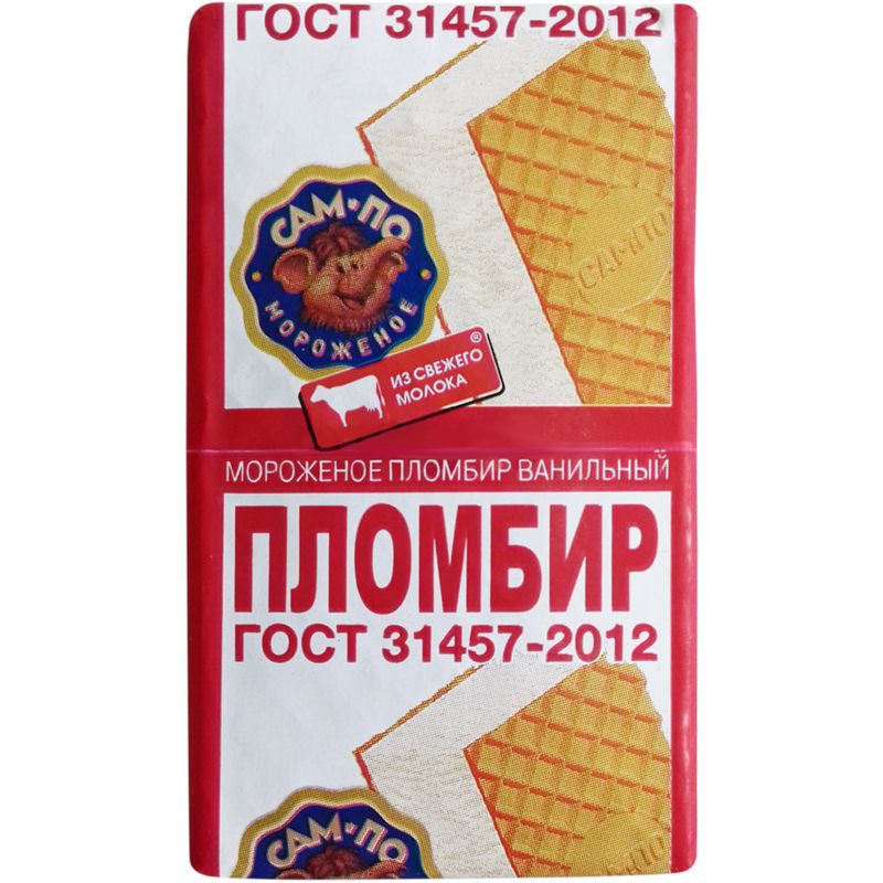 

Мороженое Сам-По пломбир ванильный, брикет, 90 г