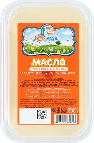 Масло сливочное ЕЛМАЙ Традиционное 82,5%, без змж, 300г