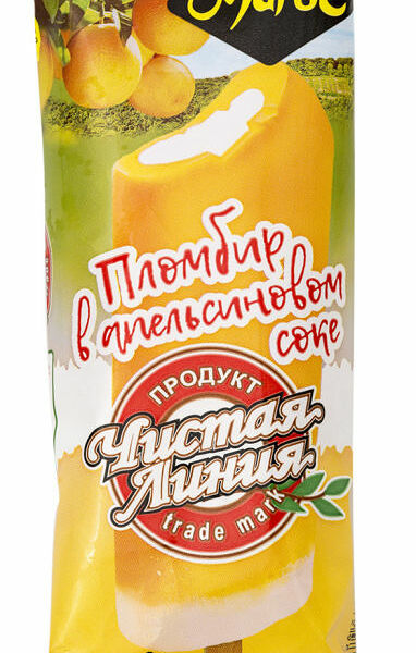 Мороженое пломбир эскимо Чистая Линия в апельсиновой глазури 12%