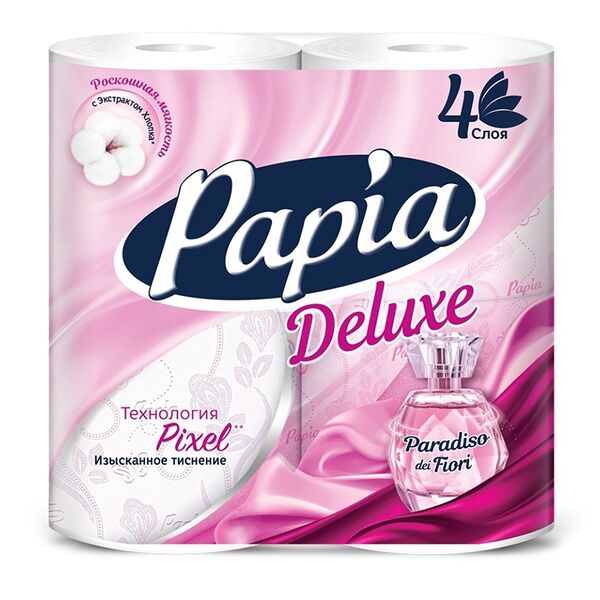 Туалетная бумага Papia Deluxe с тиснением Pixel с ароматом Paradiso dei Fiori 4 слоя 4 рулона