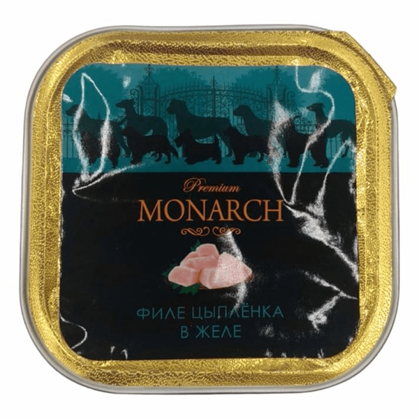 Влажный корм Monarch для взрослых собак всех пород, филе цыпленка в желе