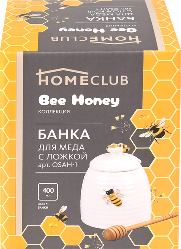 Банка для меда HOMECLUB Jolly Bee, керамика, Арт. OSAH-1 400 мл