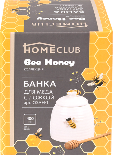 

Банка для меда Homeclub Jolly Bee, керамика, Арт. OSAH-1 400 мл