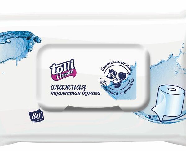 Туалетная бумага Tolli Classic влажная 80 шт