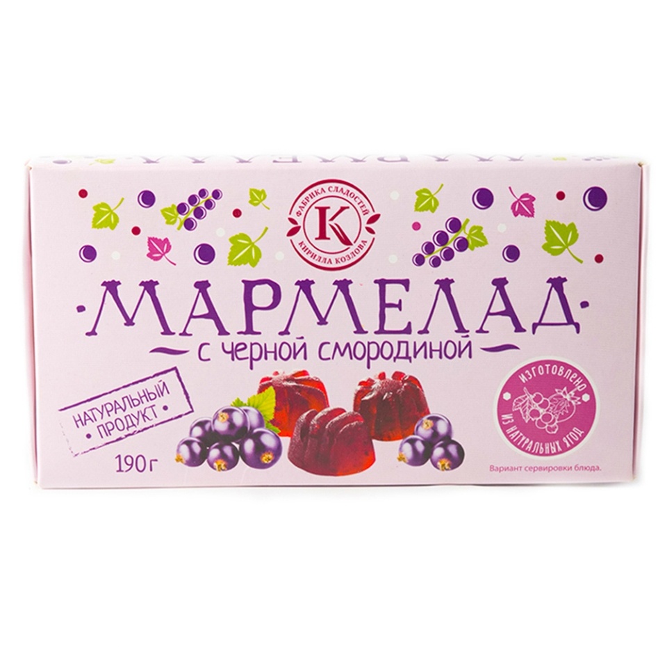 

Мармелад Фабрика сладостей Кирилла Козлова желейно-фруктовый c черной смородиной 190 г