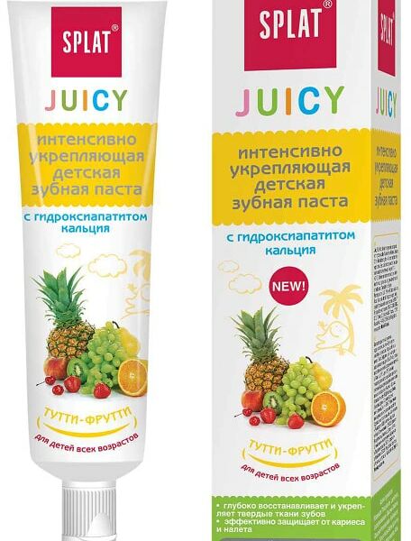 Зубная паста детская Splat Juicy Натуральная укрепляющая со вкусом тутти-фрутти 35мл