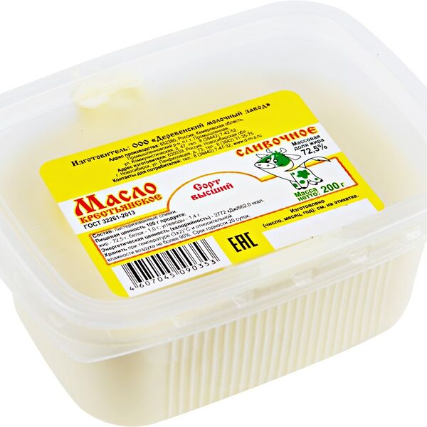 Масло Деревенский Молокозавод Сливочное 72,5%