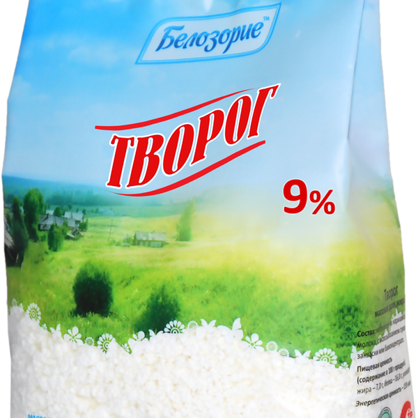 Творог БЕЛОЗОРИЕ 9%, без змж