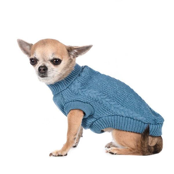 Свитер вязаный для собак 20см XS голубой (унисекс)