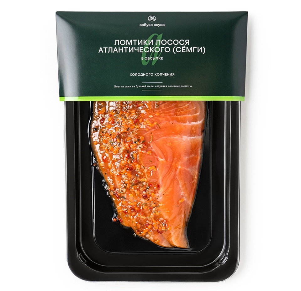 

Лосось атлантический Азбука Вкуса семга холодного копчения ломтики в обсыпке, вес