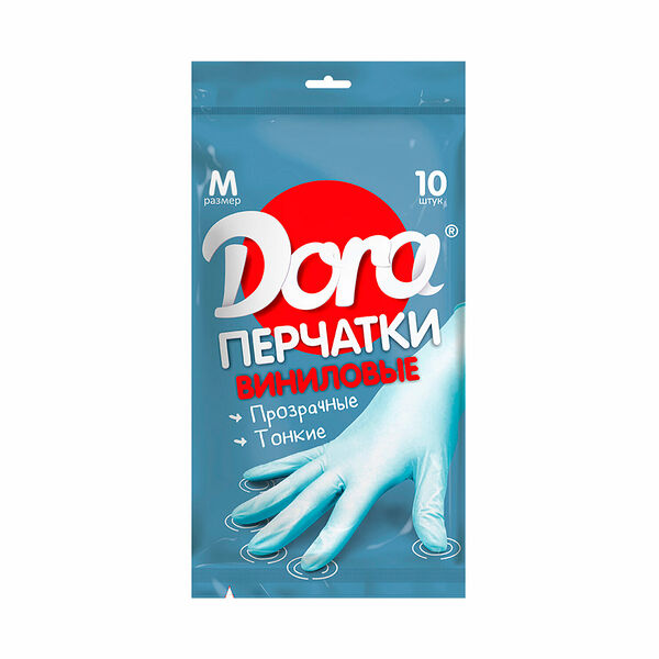 Перчатки виниловые Dora, размер M, 10 шт